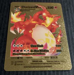 NM Pokemon Charizard VMAX 020/189 Gold Foil Fan Art Card HP 330 Smooth - Image 2