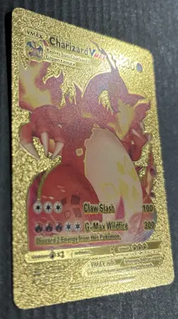 NM Pokemon Charizard VMAX 020/189 Gold Foil Fan Art Card HP 330 Smooth - Image 3