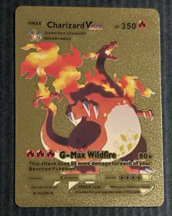 Pokemon Charizard VMAX 350hp Gold Foil Fan Art Collector Card TCG - Image 1