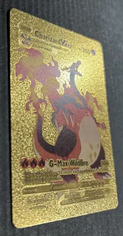 Pokemon Charizard VMAX 350hp Gold Foil Fan Art Collector Card TCG - Image 2