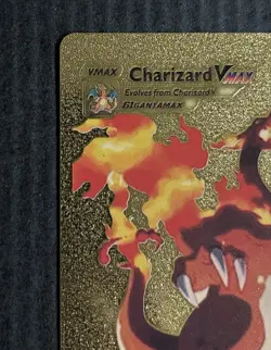 Pokemon Charizard VMAX 350hp Gold Foil Fan Art Collector Card TCG - Image 3