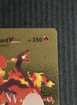 Pokemon Charizard VMAX 350hp Gold Foil Fan Art Collector Card TCG - Image 4