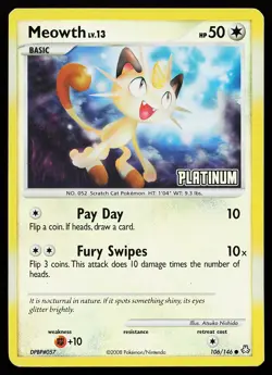 Meowth 106/146 Reverse Holo Burger King Promo Pokemon Card - Image 1