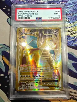 PSA 9 Dragonite EX 106/108 Evolutions Full Art XY 2016 Pokemon Card - Image 1