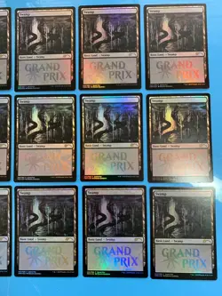 Grand Prix promo Foil Swamp x18 mtg 1 artist Donato Giancola signed all lp - Image 3
