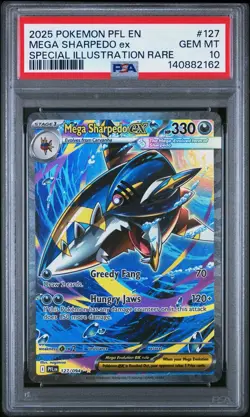 2025 PSA 10 POKEMON PHANTASMAL FLAMES MEGA SHARPEDO EX 127/094 English SIR - Image 1