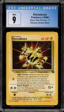 Pokemon Electabuzz WB Movie Black Star Promo #2 CGC 9 Mint - Image 1