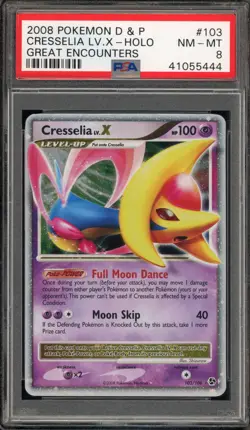 Pokemon Cresselia Lv.X Great Encounters Holo Ultra Rare #103 PSA 8 - Image 1
