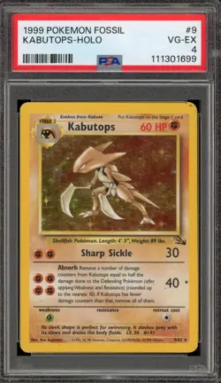 Pokemon Kabutops Fossil Unlimited Holo Rare #9 PSA 4 - Image 1