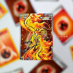 Moltres - hand-painted on Fire Holo Energy Pokemon card - Image 1