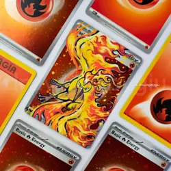 Moltres - hand-painted on Fire Holo Energy Pokemon card - Image 3