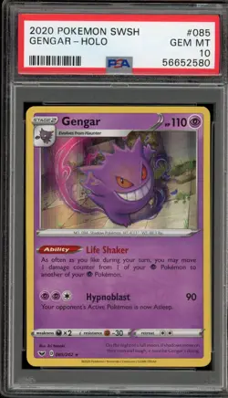 Pokemon Gengar Sword & Shield Holo Rare #085 PSA 10 Gem Mint - Image 1