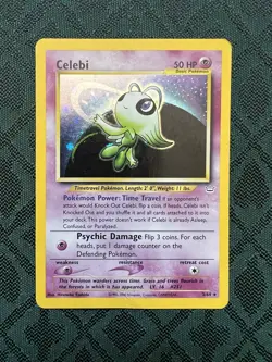 Celebi Neo Revelation Holo Unlimited Rare Pokemon TCG Card 3/64 DMG - Image 1