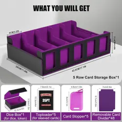 Trading Card Storage Box with Commander Display , 5-Row Deck Case with Removable - Image 3