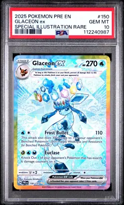 2025 Pokemon Prismatic Evolutions Glaceon Ex #150 GMT PSA 10 Special Illus. Rare - Image 1