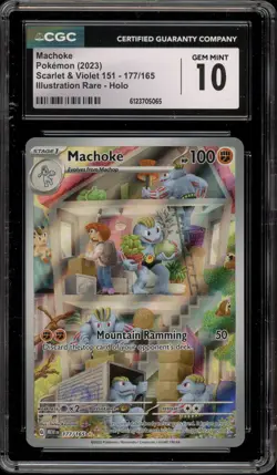 Pokemon Machoke 151 MEW EN Illustration Rare #177 CGC 10 Gem Mint - Image 1