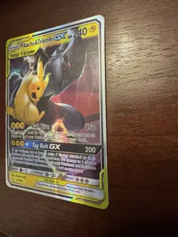 Pikachu & Zekrom GX 33/181 Tag Team Pokemon Card MP Moderately Crease Clean - Image 4