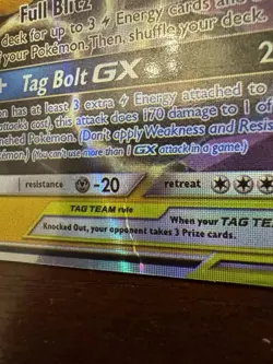 Pikachu & Zekrom GX 33/181 Tag Team Pokemon Card MP Moderately Crease Clean - Image 5