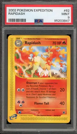 Pokemon Rapidash Expedition NON Holo Rare #62 PSA 9 Mint - Image 1