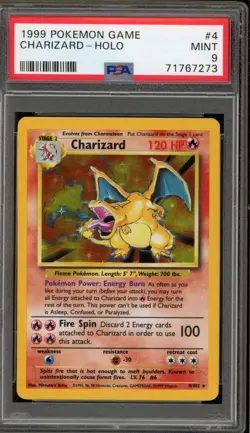 Pokemon Charizard Base Set Unlimited Holo Rare #4 PSA 9 Mint - Image 1