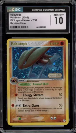 Pokemon Kabutops EX Legend Maker Reverse Holo Rare #7 CGC 10 Gem Mint - Image 1