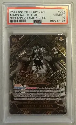 2025 ONE PIECE OP12-LEGACY OF THE MASTER 3RD ANV-GOLD MARSHALL D. TEACH PSA 10 - Image 1