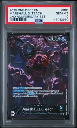 2025 ONE PIECE OP09 081 MARSHALL D TEACH ENGLISH 2ND ANNIVERSARY SET PSA 10 - Image 1