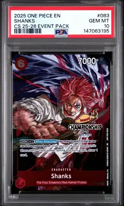 2025 ONE PIECE CHAMPIONSHIP CS 25-26 EVENT PACK P-083 SHANKS PROMO PSA 10 GEM MT - Image 1