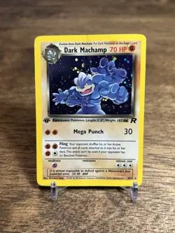 1st Edition Dark Machamp 10/82 Team Rocket Pokemon Card Holo Foil Rare HP/DMG - Image 1