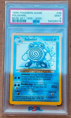 Pokemon Card Game Base Set Unlimited Poliwhirl 38/102 PSA 9 MINT 1999 Vintage - Image 1