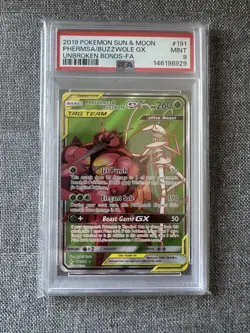 PSA 9 Pheromosa & Buzzwole GX Full Art Pokemon Unbroken Bonds #191 Sun & Moon - Image 3