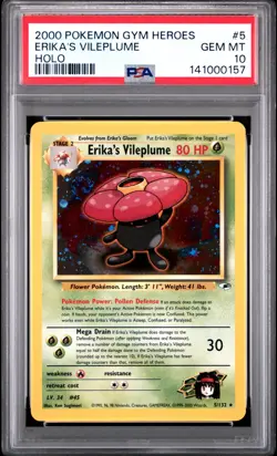2000 POKEMON GYM HEROES HOLO #5 ERIKA'S VILEPLUME PSA 10 - Image 1