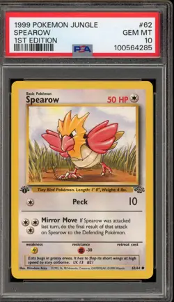 Pokemon Spearow Jungle 1st Edition #62 PSA 10 Gem Mint - Image 1