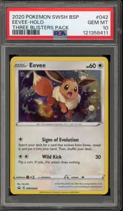Pokemon Eevee 3 Pk. Blister Black Star Holo Promo SWSH042 PSA 10 Gem Mint - Image 1