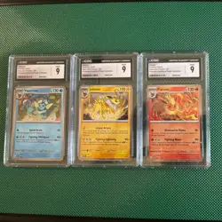 Pokemon TCG Lot (3) - Vaporeon, Jolteon, Flareon Prismatic Evolutions CGC 9 - Image 1