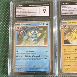 Pokemon TCG Lot (3) - Vaporeon, Jolteon, Flareon Prismatic Evolutions CGC 9 - Image 2