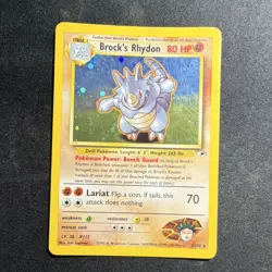 Pokemon Brock's Rhydon Holo Rare 80HP Gym Heroes 21/132 English Card 2000 - Image 1