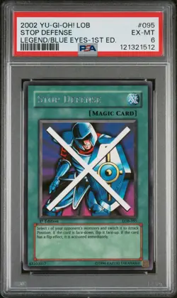 Stop Defense LOB-095 1st Edition Rare Yugioh PSA 6 *512 - Image 1