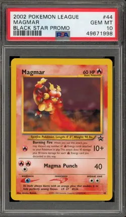 Pokemon Magmar Pokemon League Black Star Promo #44 PSA 10 Gem Mint - Image 1