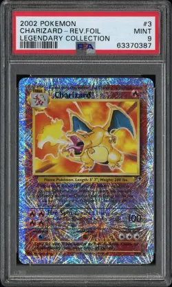 2002 POKEMON LEGENDARY COLLECTION. #3 CHARIZARD-REVERSE FOIL PSA 9 - Image 1