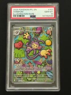 2025 Pokemon Pfl En-Phantasmal Flames #107 Ambipom Illustration Rare PSA 10 - Image 1