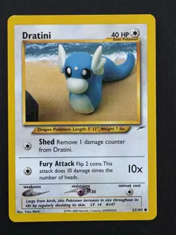 Pokemon Dratini 63/105 Neo Destiny Unlimited Regular Common Basic 40HP - Image 1
