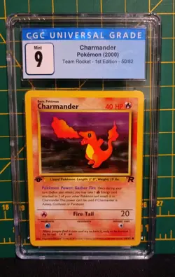 CGC 9 Charmander 50/82 Team Rocket 1st Edition Pokemon WOTC - Image 1