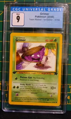 Pokemon WOTC Team Rocket Grimer 1st Edition 57/82 CGC 9 MINT - Image 1