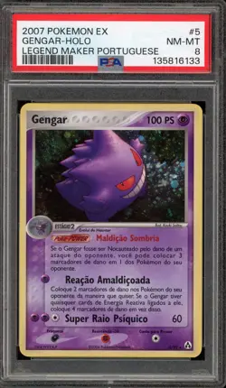 Pokemon Gengar EX Legend Maker PORTUGUESE Holo Rare #5 PSA 8 - Image 1