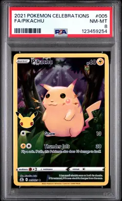 PSA 8 Pikachu (Full Art) 005/025 Celebrations Holo Rare Pokemon Card - Image 1