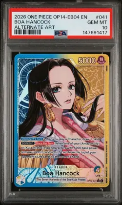 2026 ONE PIECE OP14-EB04-THE AZURE SEA'S SEVEN ALTERNATE ART BOA HANCOCK PSA 10 - Image 1