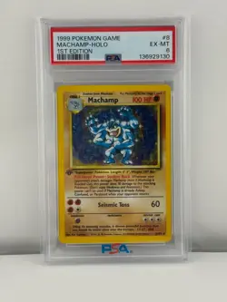 1999 POKEMON BASE SET 1ST EDITION #8 MACHAMP-HOLO PSA 6 - Image 1