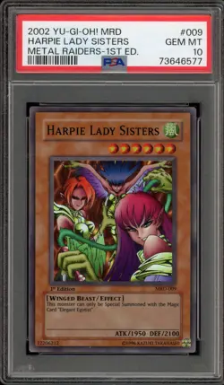 Yu-Gi-Oh! Harpie Lady Sisters Metal Raiders 1st Edition MRD-009 PSA 10 Gem Mint - Image 1