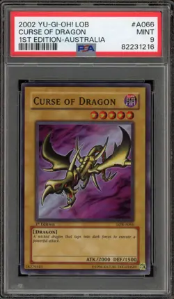Yu-Gi-Oh! Curse of Dragon Legend of Blue Eyes 1st Ed AUSTRALIA LOB-066 PSA 9 - Image 1